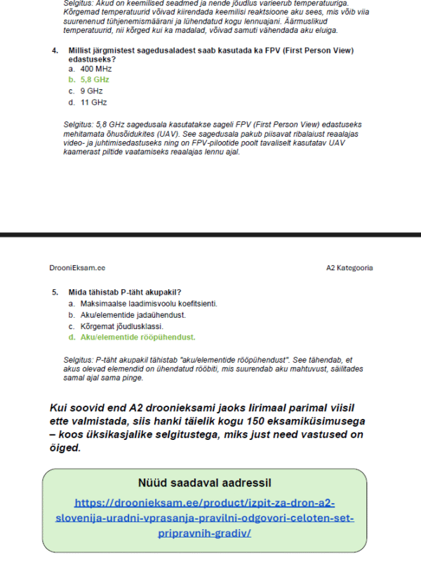 Drooni A2 Eksam - Ametlikud Küsimused & Kõik Vastused + Täielik Õppematerjal (ECAA, Eesti) - Image 6